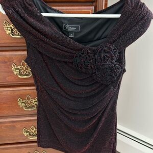 Elegant Black and Red Draped Top